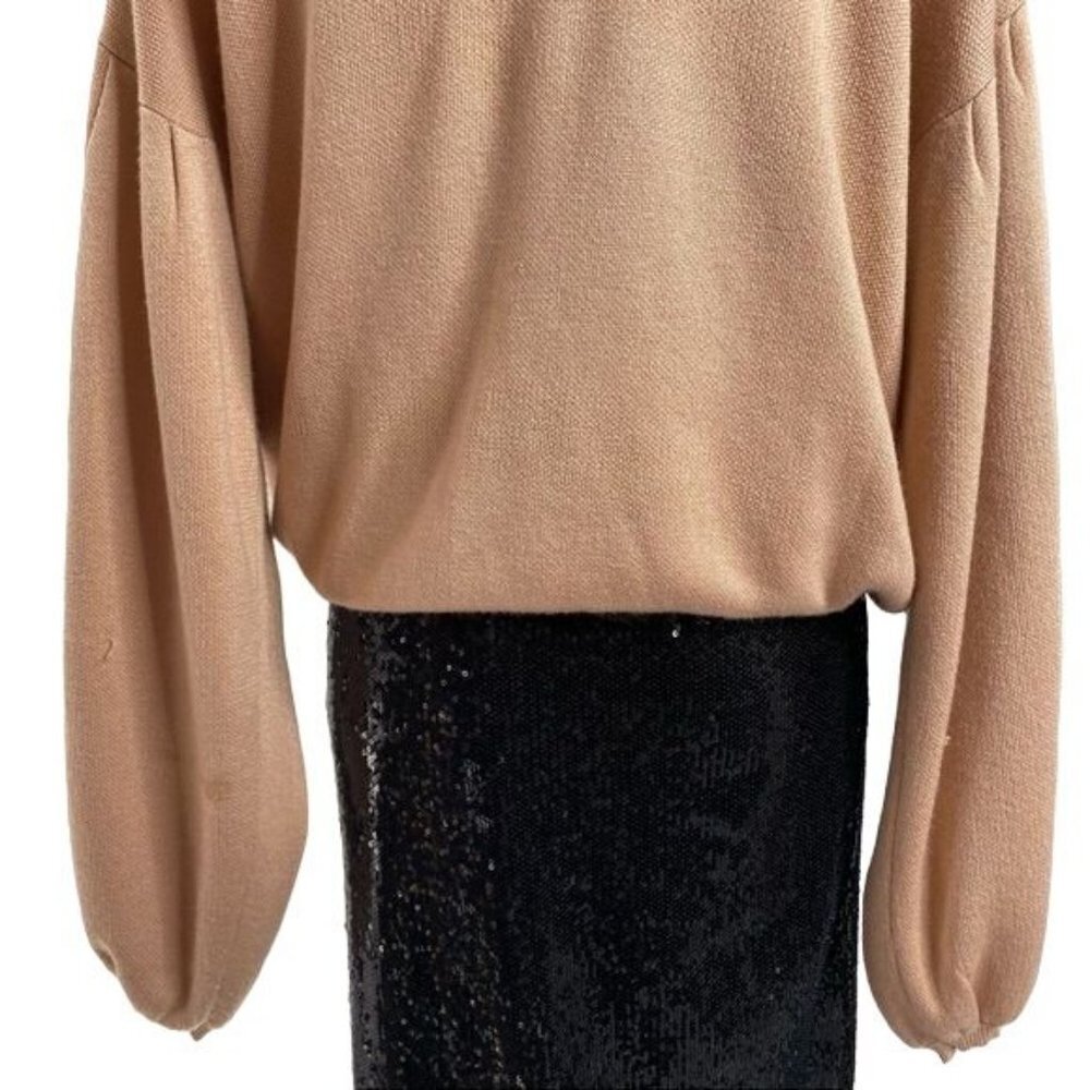Poof! New York Oversized Mauv Crop Balloon Sleeve V=Neck Sweater Size L - Picture 9 of 12